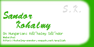 sandor kohalmy business card